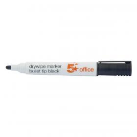 5 Star Office Drywipe Marker Xylene/Toluene-free Bullet Tip 3mm Line Black [Pack 12] 296123