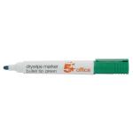 5 Star Office Drywipe Marker Xylene/Toluene-free Bullet Tip 3mm Line Green [Pack 12] 296158