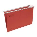 5 Star Office Suspension File with Tabs and Inserts Manilla 15mm V-base 180gsm Foolscap Red [Pack 50] 296921