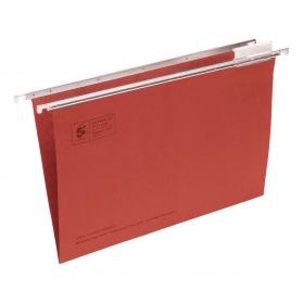 5 Star Office Suspension File with Tabs and Inserts Manilla 15mm V-base 180gsm Foolscap Red Pack of 50 296921
