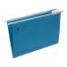 5 Star Office Suspension File with Tabs and Inserts Manilla 15mm V-base 180gsm Foolscap Blue [Pack 50]