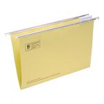 5 Star Office Suspension File with Tabs and Inserts Manilla 15mm V-base 180gsm Foolscap Yellow [Pack 50] 296948