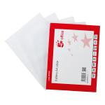 5 Star Office Folder Embossed Cut Flush Polypropylene with Thumb Hole 90 Micron A4 Clear [Pack 100] 297005