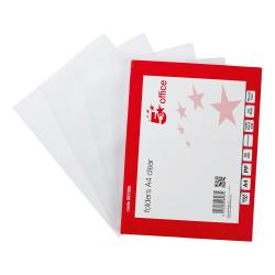 Cheap Stationery Supply of 5 Star Office Folder Embossed Cut Flush Polypropylene with Thumb Hole 90 Micron A4 Clear Pack of 100 297005 Office Statationery