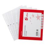 5 Star Office Punched Pocket Embossed Polypropylene Top-opening 40 Micron A4 Clear [Pack 100] 297013