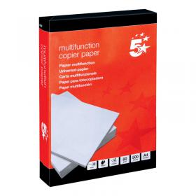 5 Star Office Copier Paper Multifunctional Ream-Wrapped 80gsm A4 White [5 x 500 Sheets]. 297293