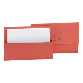 5 Star Office Document Wallet Half Flap 250gsm Recycled Capacity 32mm Foolscap Red Pack of 50 297382