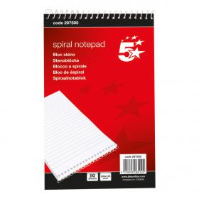 5 Star Office FSC Shorthand Pad Wirebound 60gsm Ruled 160pp 127x200mm Red & White [Pack 10] 297595