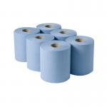 2Work 3-Ply Centrefeed Roll 135m Blue (Pack of 6) 2W00083 2W00083