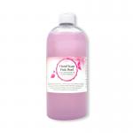 The photograph showcases a 750ml bottle of 2Work Pink Pearlised Luxury Foamy Hand Soap. The label reads 2Work Hand Wash and 2W07558, and the soap appears to have a pink tint. The bottle is full and the label is clean and legible.