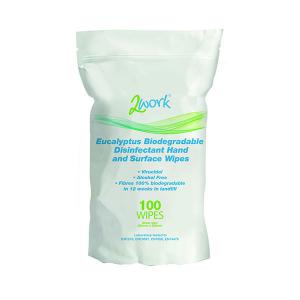 Image of 2Work Biodegradable Eucalyptus HandSurface Disinfectant Wipes Pack of