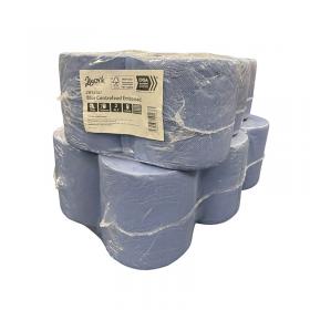 2Work 2-Ply Embossed Centrefeed Roll 50m Blue (Pack of 6) 2W10167 2W10167