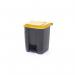2Work Pedal Bin with Coloured Lid 30L GreyYlw 370x380x455mm 2W10765 2W10765