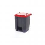 2Work Pedal Bin with Coloured Lid 30L GreyRed 370x380x455mm 2W10766 2W10766