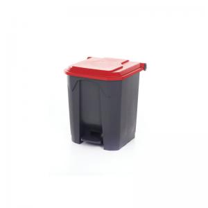2Work Pedal Bin with Coloured Lid 30L GreyRed 370x380x455mm 2W10766