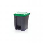 2Work Pedal Bin with Coloured Lid 30L GreyGreen 370x380x455mm 2W10768 2W10768