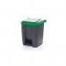 2Work Pedal Bin with Coloured Lid 30L GreyGreen 370x380x455mm 2W10768 2W10768