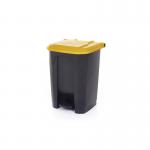 2Work Pedal Bin with Coloured Lid 50L GreyYlw 380x410x560mm 2W10769 2W10769