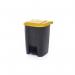 2Work Pedal Bin with Coloured Lid 50L GreyYlw 380x410x560mm 2W10769 2W10769