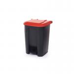 2Work Pedal Bin with Coloured Lid 50L GreyRed 380x410x560mm 2W10770 2W10770