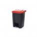 2Work Pedal Bin with Coloured Lid 50L GreyRed 380x410x560mm 2W10770 2W10770