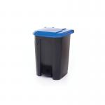 2Work Pedal Bin with Coloured Lid 50L GreyBlue 380x410x560mm 2W10771 2W10771