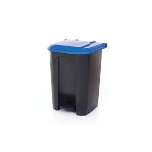 2Work Pedal Bin with Coloured Lid 50L GreyBlue 380x410x560mm 2W10771