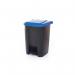 2Work Pedal Bin with Coloured Lid 50L GreyBlue 380x410x560mm 2W10771 2W10771