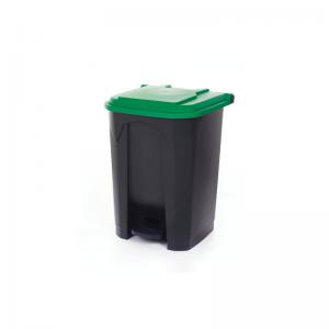 2Work Pedal Bin with Coloured Lid 50L GreyGreen 380x410x560mm 2W10772