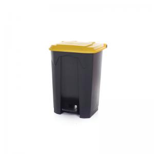 2Work Pedal Bin with Coloured Lid 80L GreyYlw 410x470x670mm 2W10773