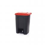 2Work Pedal Bin with Coloured Lid 80L GreyRed 410x470x670mm 2W10774 2W10774