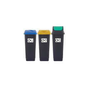 2Work Recycling Bins 65 Litre Assorted Pack of 3 2W10788 2W10788