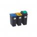 2Work Recycling Bins 65 Litre Assorted Pack of 3 2W10788 2W10788