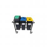 2Work Mobile Recycling Trolley with 3x65 Litre Bins 2W10799 2W10799