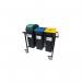 2Work Mobile Recycling Trolley with 3x65 Litre Bins 2W10799 2W10799