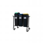 2Work Mobile Recycling Trolley with 3x90 Litre Bins 2W10801 2W10801