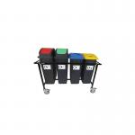 2Work Mobile Recycling Trolley with 4x90 Litre Bins 2W10802 2W10802