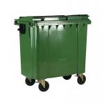2Work Wheelie Bin 1100 Litre with Lockable Lid Green 2W10829 2W10829