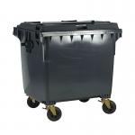 2Work Wheelie Bin 1100 Litre with Lockable Lid Grey 2W10830 2W10830