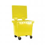 2Work Wheelie Bin 1100 Litre with Lockable Lid Yellow 2W10831 2W10831