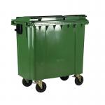 2Work Wheelie Bin 1100 Litre with Flat Lid Green 2W10858 2W10858