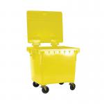 2Work Wheelie Bin 1100 Litre with Flat Lid Yellow 2W10862 2W10862