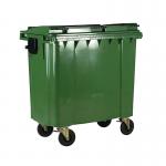 2Work Wheelie Bin 660 Litre with Lockable Lid Green 2W10888 2W10888