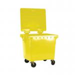 2Work Wheelie Bin 660 Litre with Lockable Lid Yellow 2W10891 2W10891