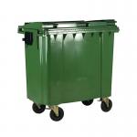 2Work Wheelie Bin 770 Litre with Lockable Lid Green 2W10892 2W10892