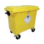 2Work Wheelie Bin Clinical Waste 660 Litre 4 Wheel Lock Yellow 2W10896 2W10896