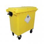 2Work Wheelie Bin Clinical Waste 770 Litre 4 Wheel Lock Yellow 2W10897 2W10897
