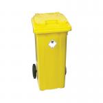 2Work Wheelie Bin Clinical Waste 80 Litre 2 Wheel Lock Yellow 2W10898 2W10898