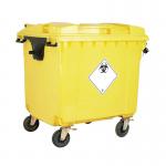 2Work Wheelie Bin Clinical Waste 1100 Litre Lockable Yellow 2W10899 2W10899