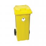 2Work Wheelie Bin Clinical Waste 120 Litre Lockable Yellow 2W10900 2W10900